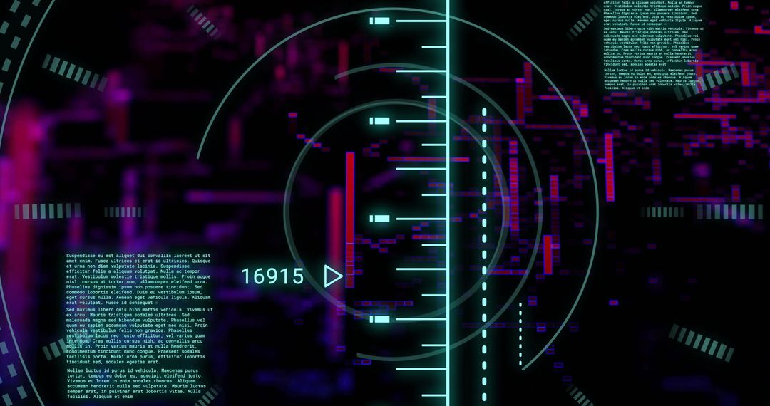 Futuristic Digital Data Display with Cyber Elements