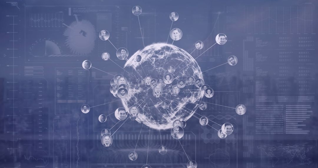 Global Networking Concept with Digital Interface on Cityscape