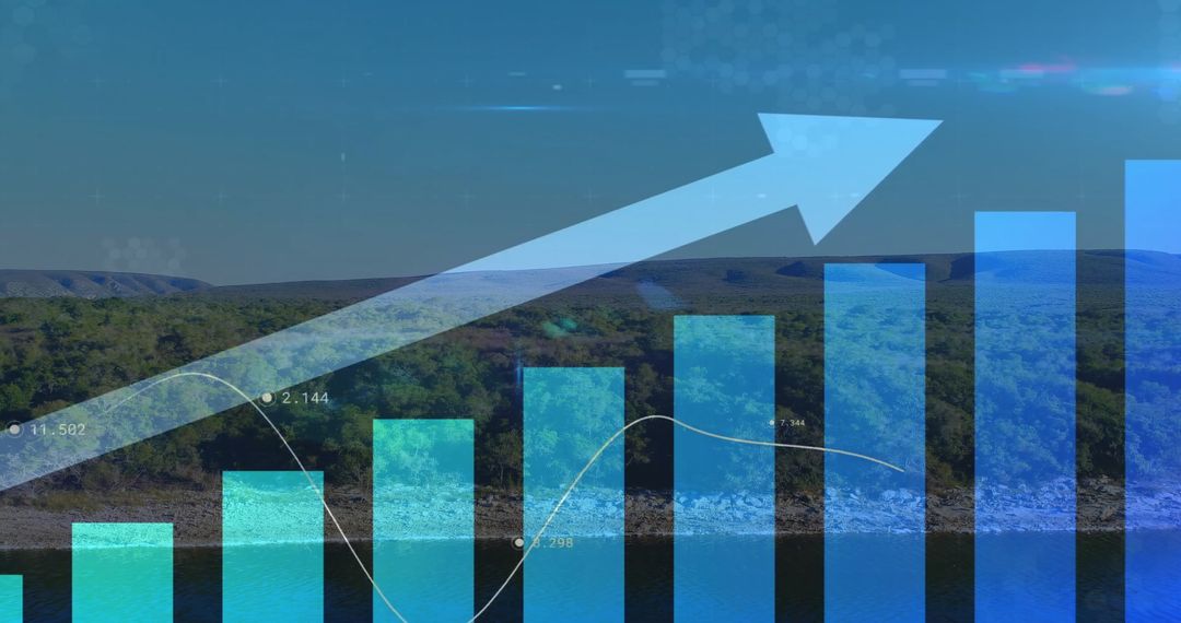Data Management Illustrating Growth Over Digital Landscape
