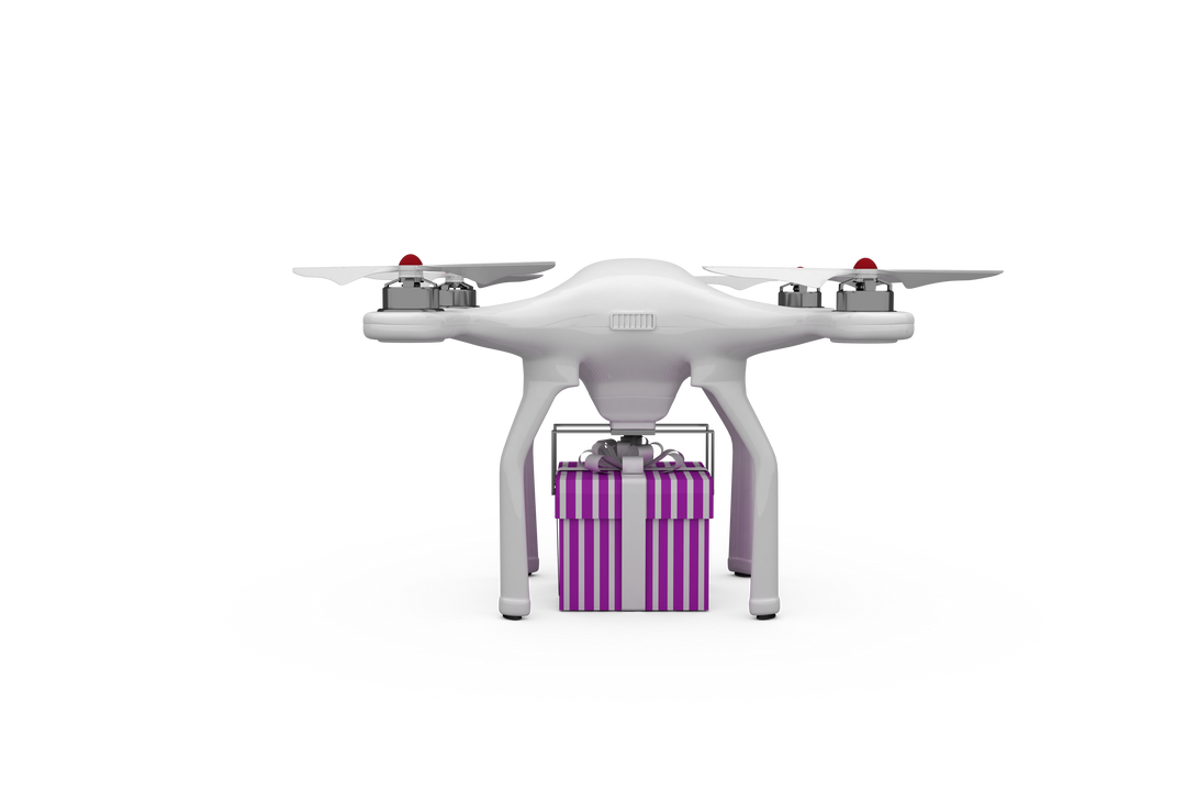 White Drone Carrying Gift Isolated on Transparent Background - Download Free Stock Images Pikwizard.com