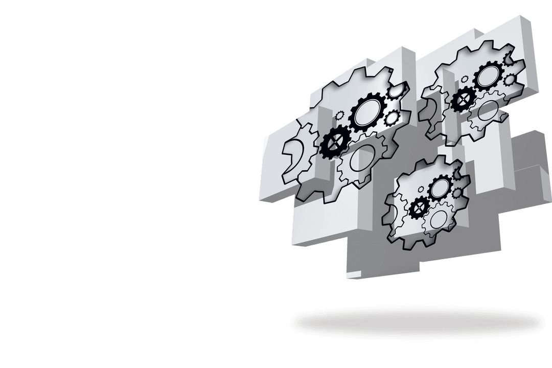 Transparent 3D Cogs and Wheels Infographic Design