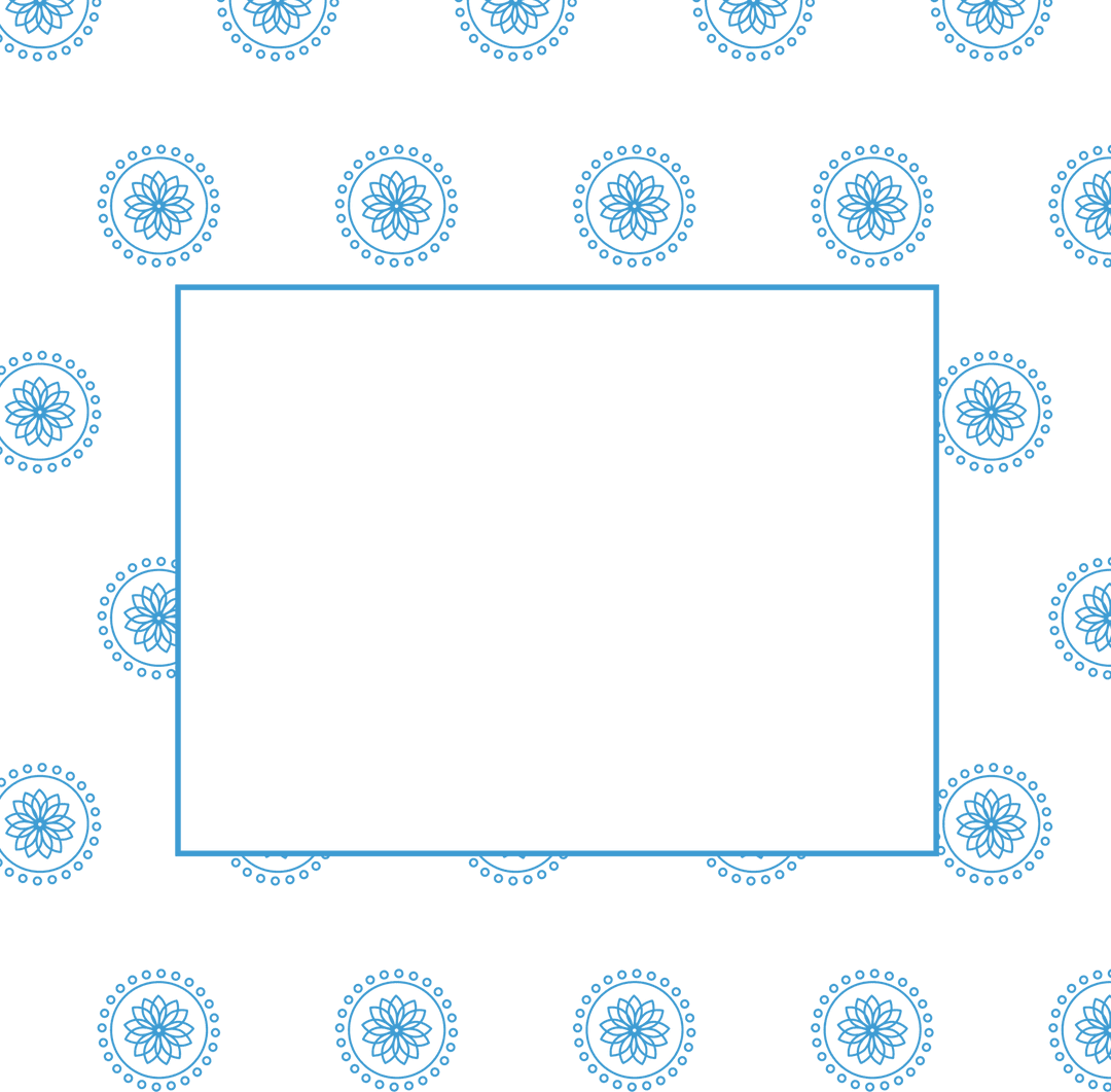 Blue Flower Pattern Frame on Transparent Background