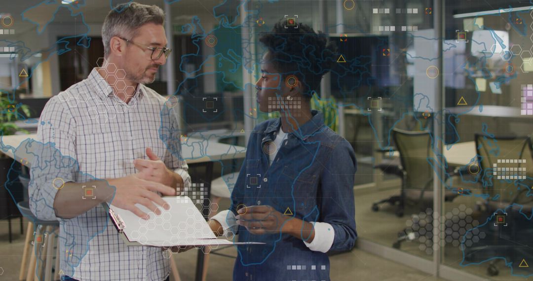 Professionals Discussing Strategies in Modern Office Environment