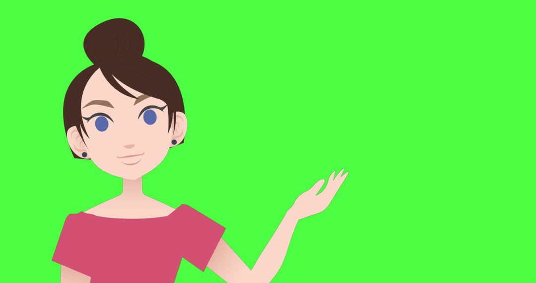 Animated Woman Guide with Green Background Placeholder