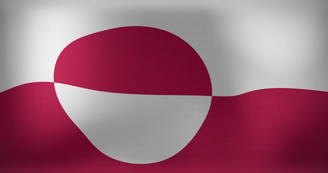 Waving National Flag of Greenland with Red and White Symbol