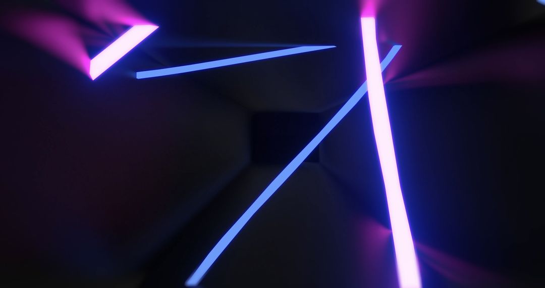 Abstract Neon Lights Forming Dynamic Patterns in Dark Space