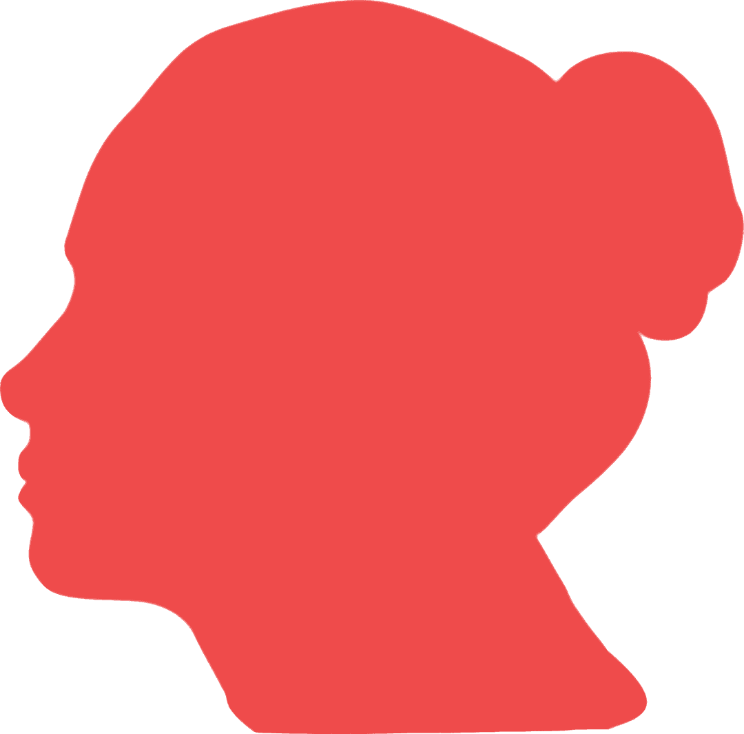 Transparent Red Silhouette of Woman's Head on Transparent Background