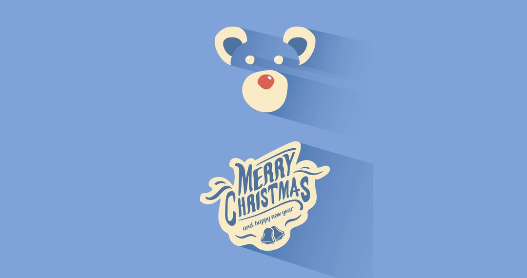 Minimalist Christmas Illustration with Cute Bear and Merry Christmas Greeting - Free Images, Stock Photos and Pictures on Pikwizard.com