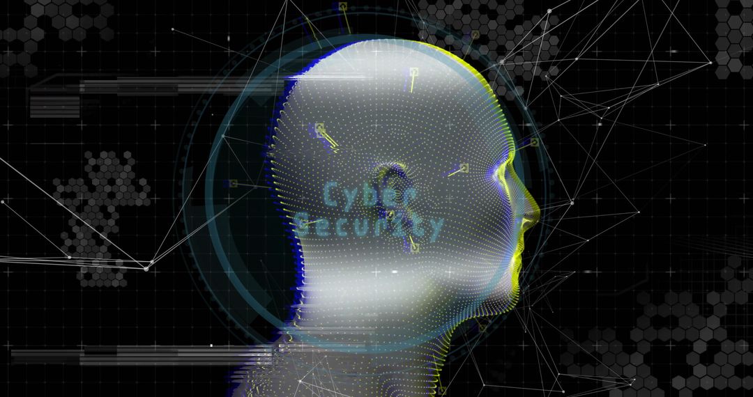 Futuristic Digital Mesh Head Representing Cybersecurity Innovation