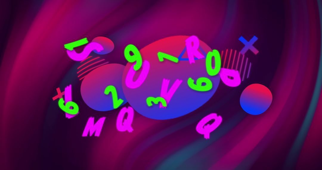 Vibrant Abstract Design with Multicolored Letters and Numbers
