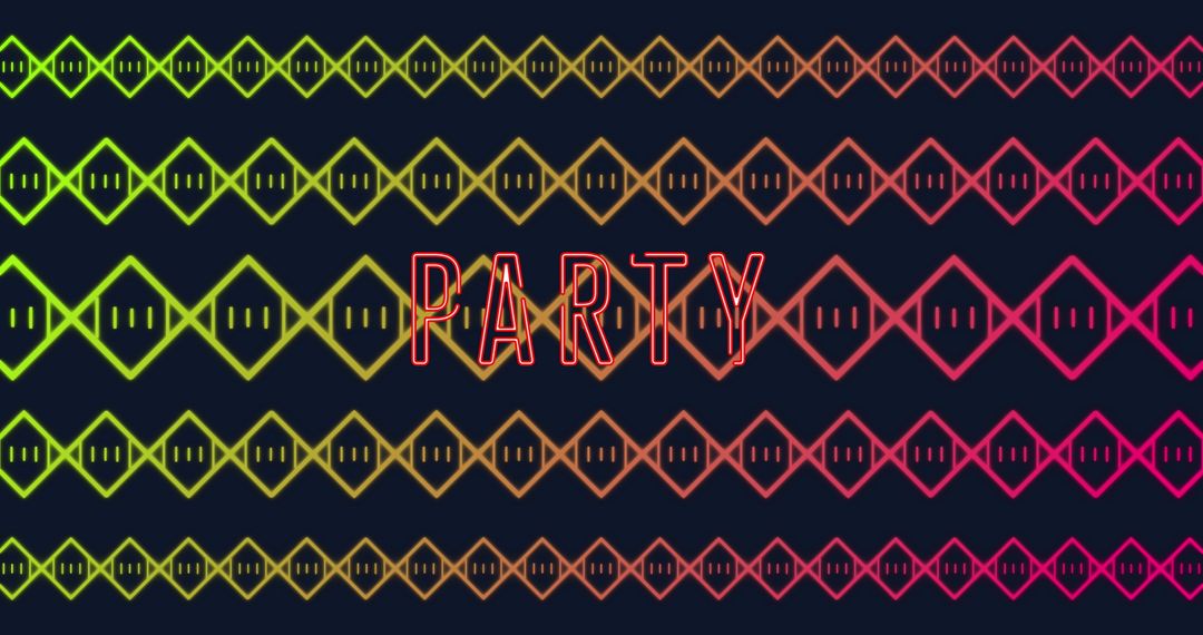 Neon Party Sign with Geometric Patterns