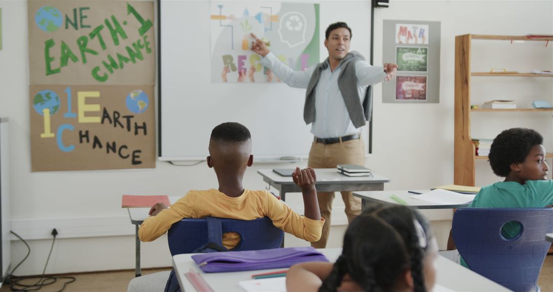 Teacher Explaining Climate Change to Students in Classroom - Free Images, Stock Photos and Pictures on Pikwizard.com