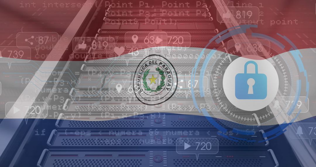 Digital Security Overlay with Paraguayan Flag and Code