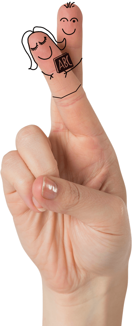 Illustration of Happy Finger Characters on Transparent Background