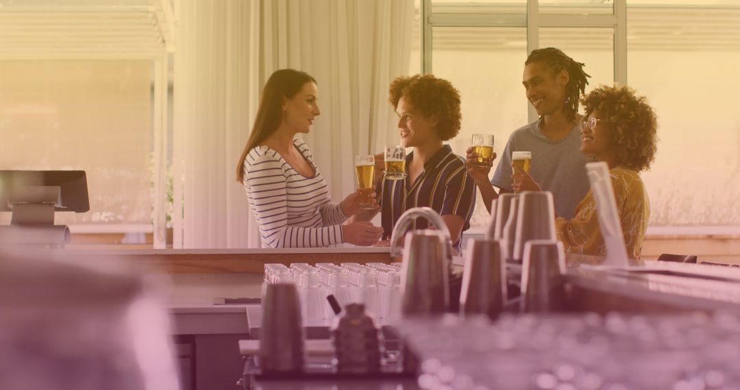 Friends Gathering for Casual Drinks with Relaxed Atmosphere