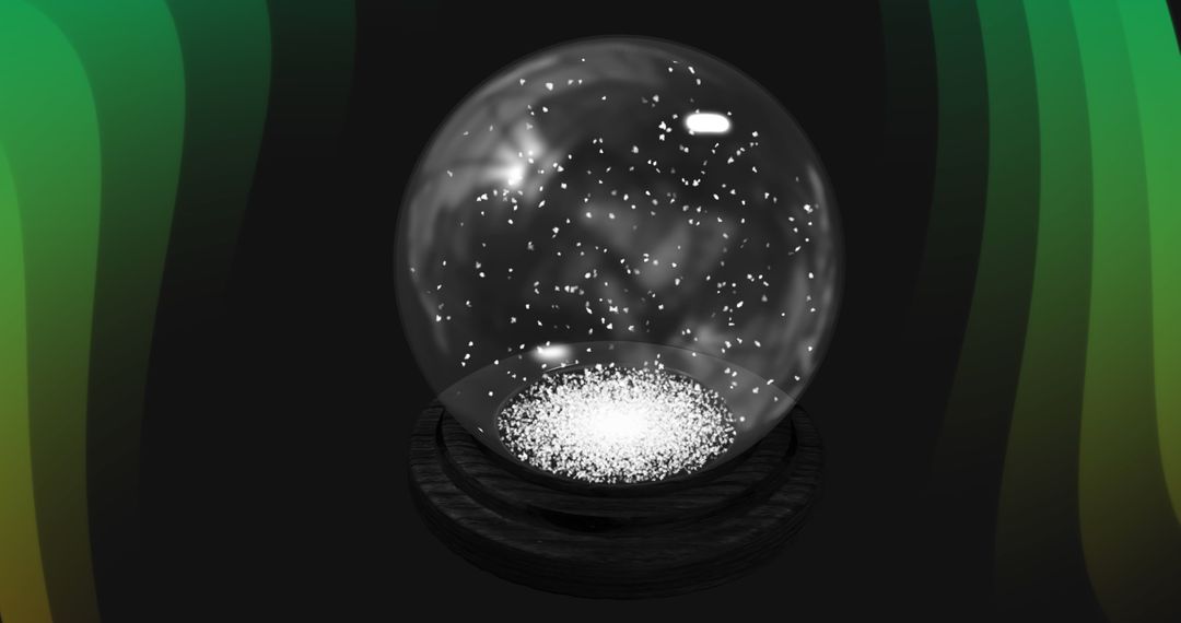Glowing Snow Globe on Black Background with Sparkling Details