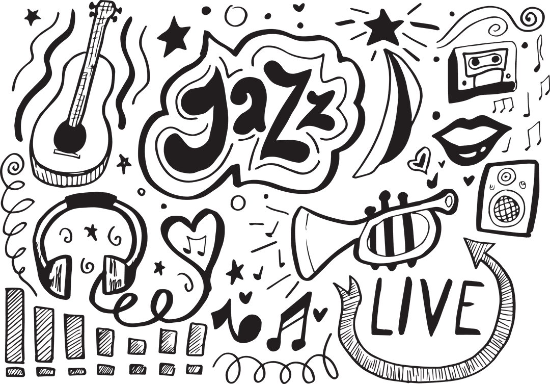 Jazz Music Symbols Illustration on Transparent Background