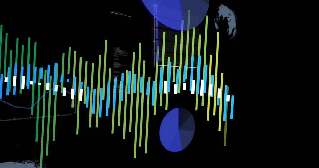 Futuristic Data Visualization with Bars and Pie Charts