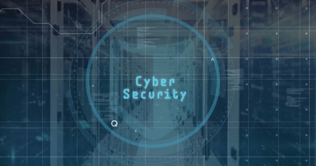 Cybersecurity Concept with Eye Icon and Servers