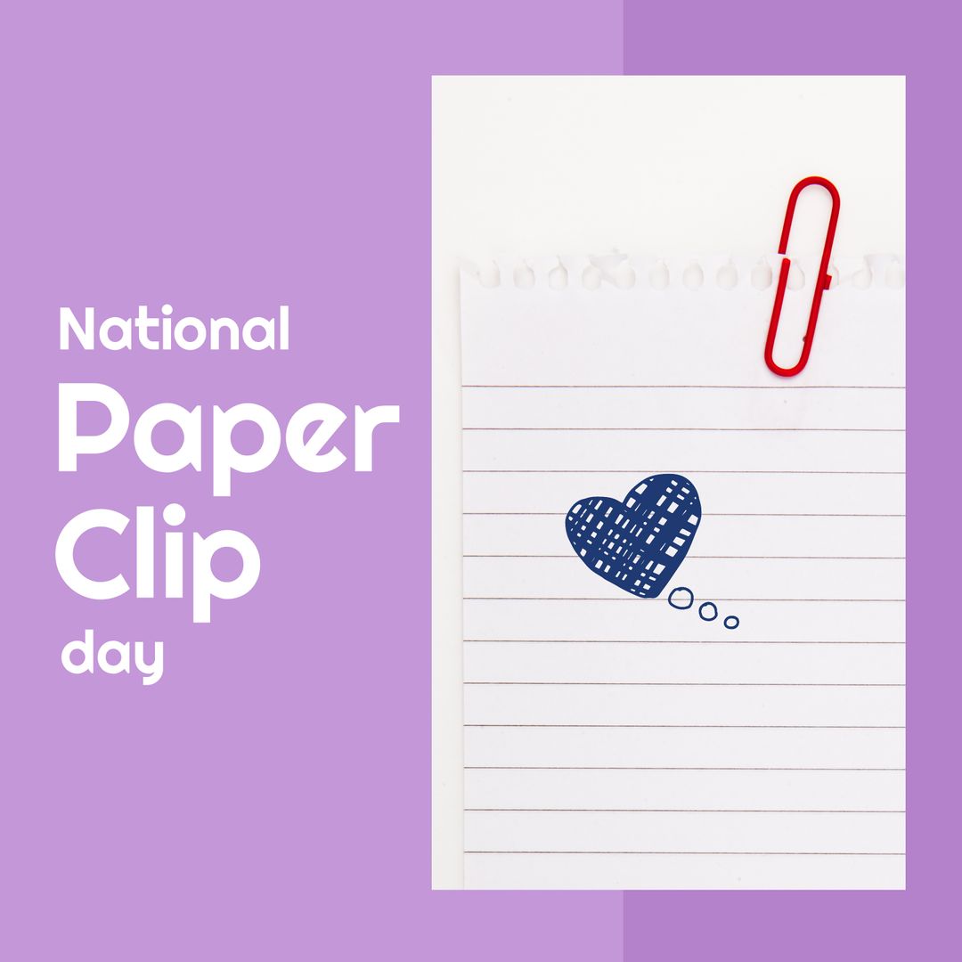 Heart Sketch with Paperclip on Lined Paper Celebrating National Paperclip Day