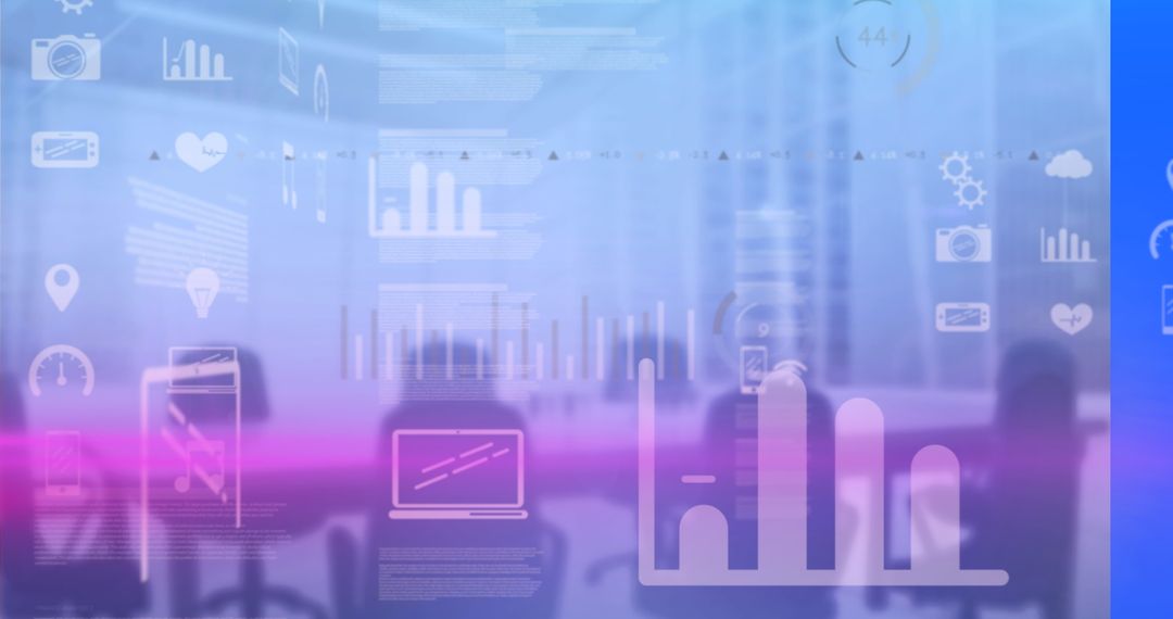 Digital Data Processing in Empty Office with Technology Icons