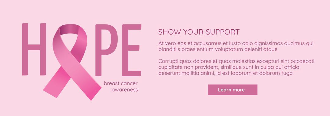 Breast Cancer Awareness Campaign Banner with Pink Ribbon and Hope Message - Download Free Stock Templates Pikwizard.com