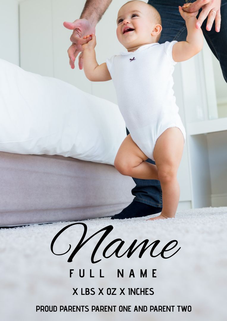 Joyful Baby Taking First Steps With Family Support