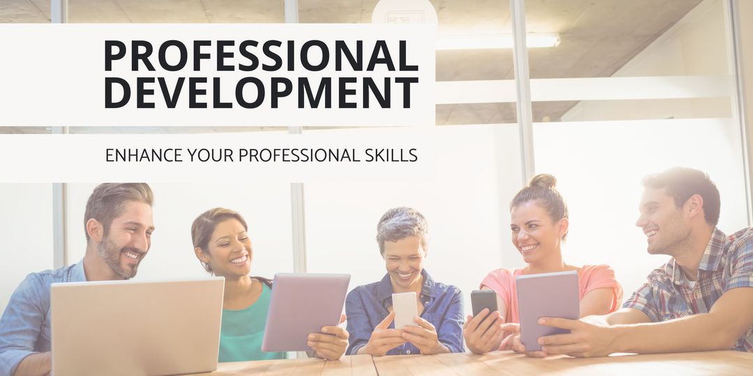 Diverse Professionals Using Digital Devices for Career Growth