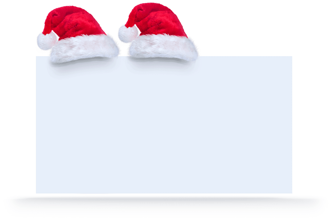 Santa Hats and Blank Card on Transparent Background