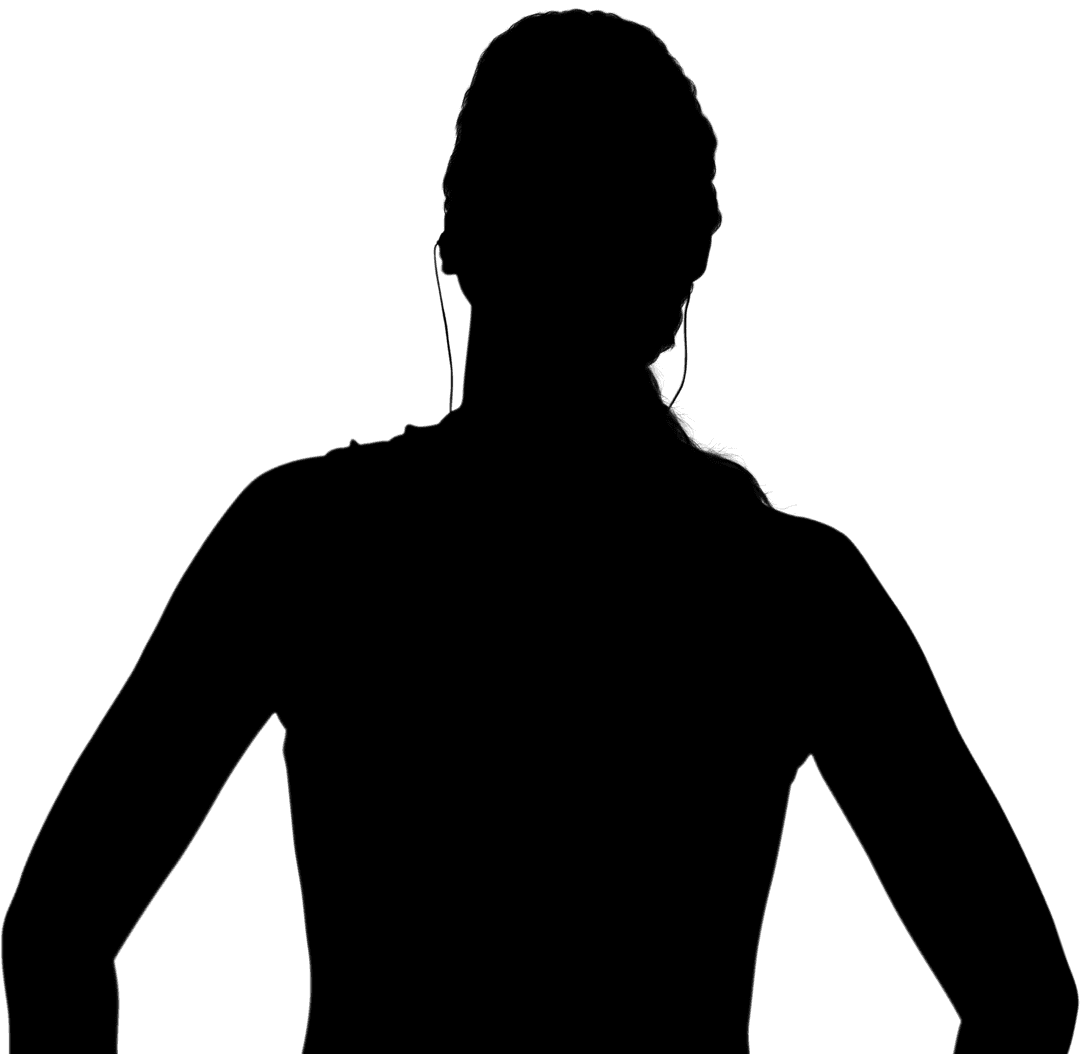 Transparent Silhouette of Athletic Man with Earbuds in Relaxed Pose