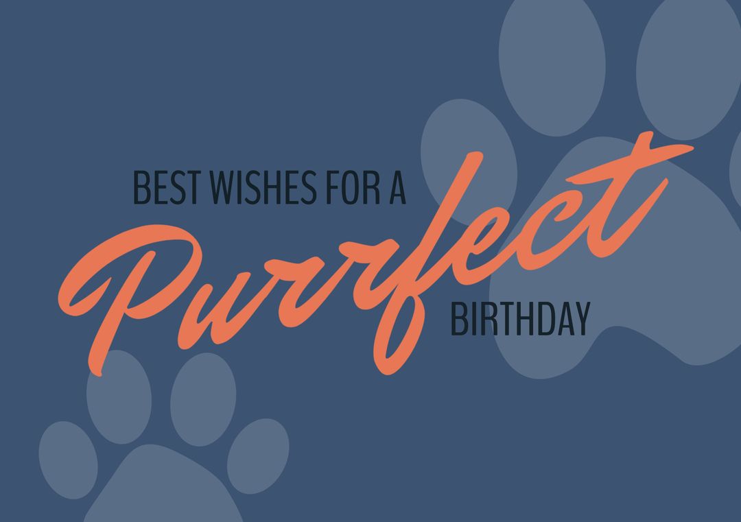 Purrfect Birthday Greeting with Paw Print Design