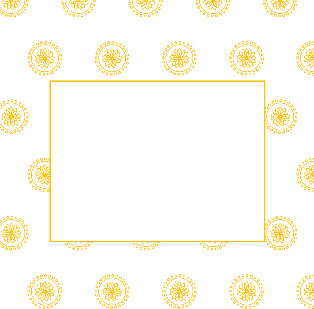 Transparent card with yellow rosettes and rectangle copy space