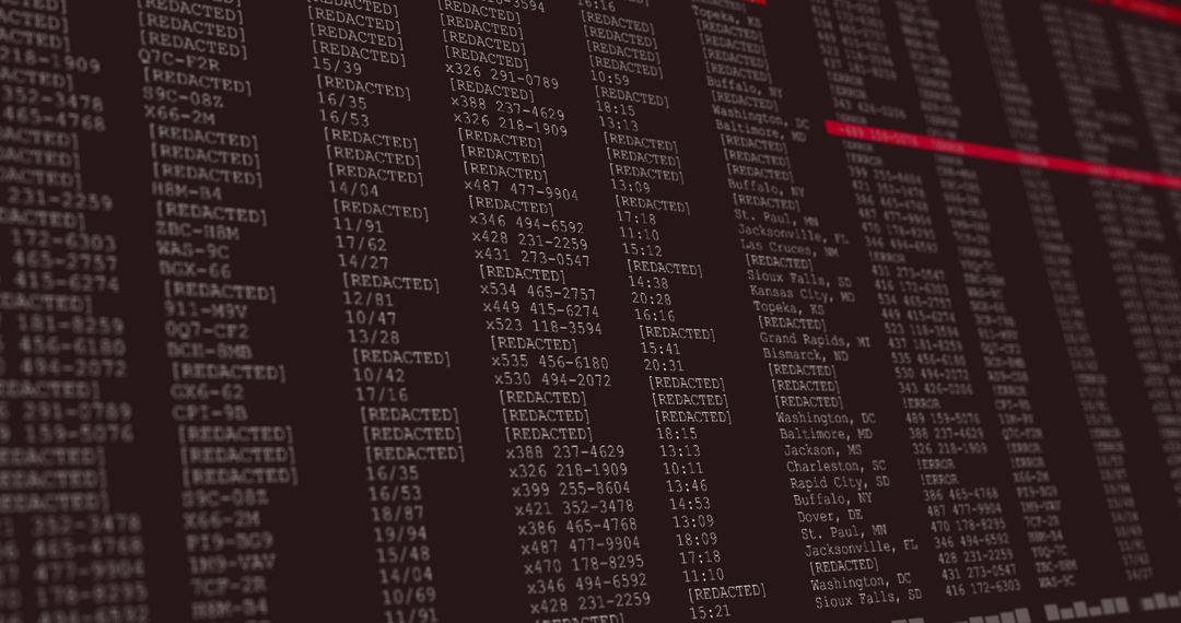Data processing display screen in grey and red