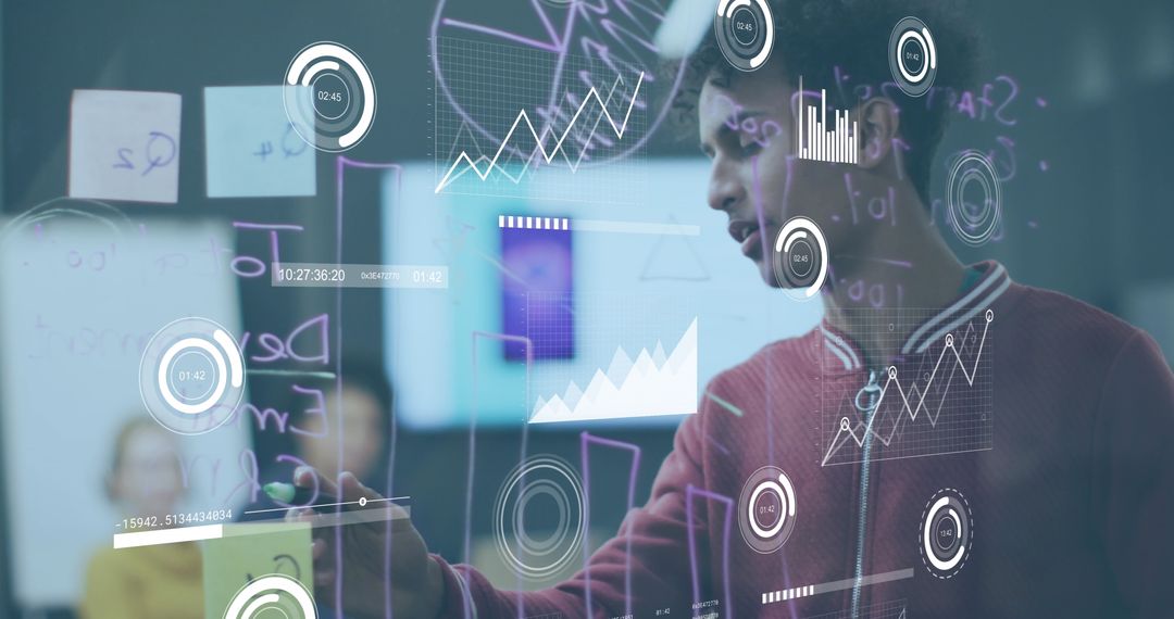 Business Professional Analyzing Complex Data Interface