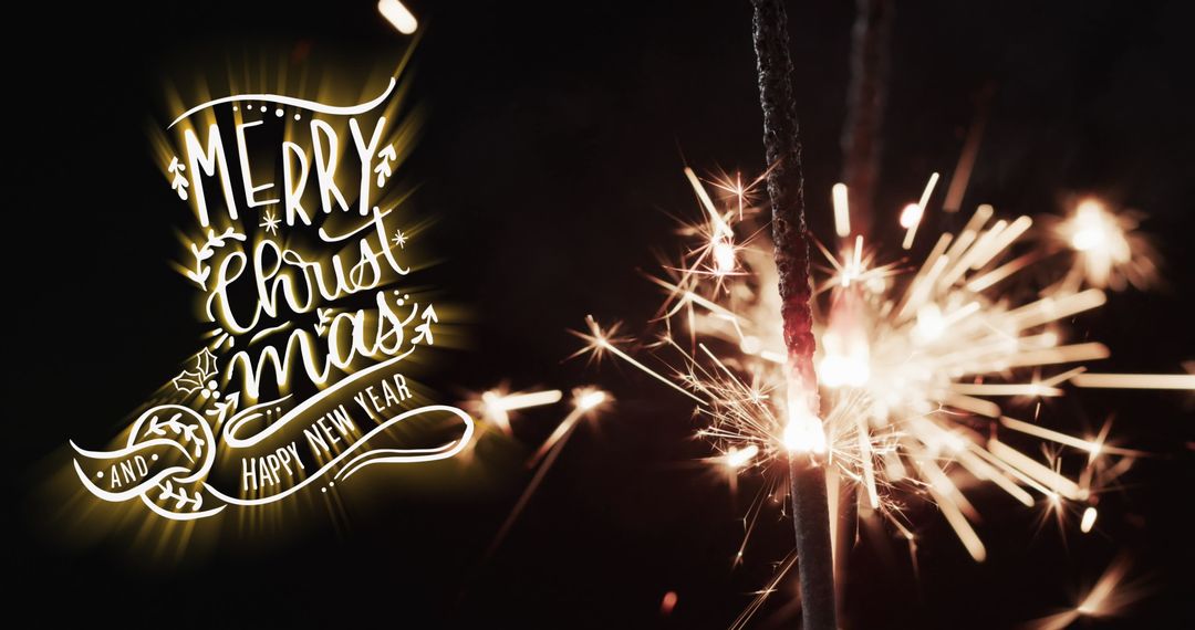 Festive Sparklers with Merry Christmas and Happy New Year Text