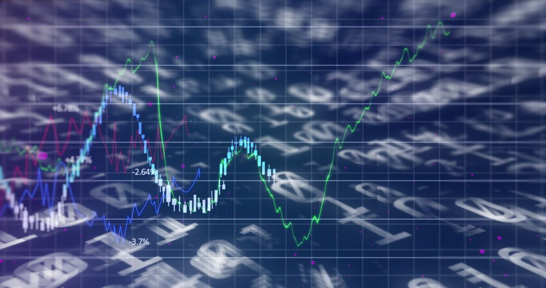 Abstract Stock Market Data with Graphs and Numbers