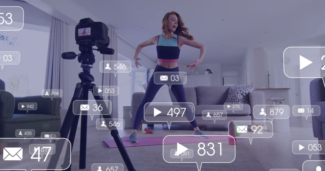 Fitness Influencer Streaming Professional Workout Session Online