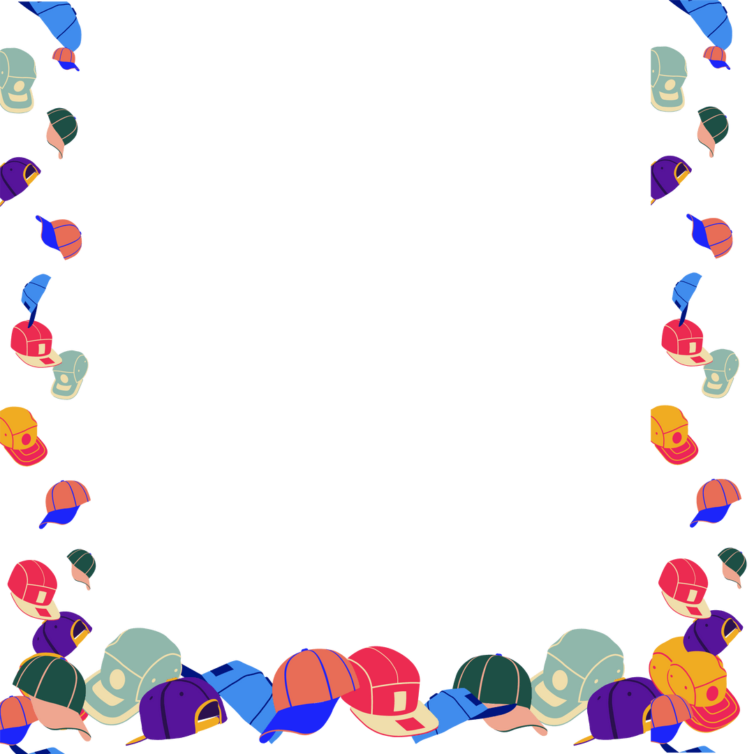 Colorful Caps Forming Creative Border on Transparent Background