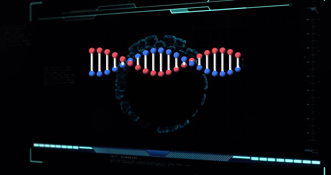 DNA Strand with Data Processing Interface Overlay