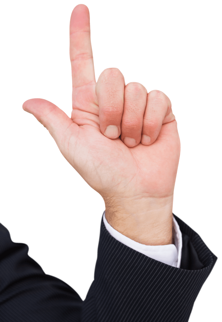 Transparent Gesture: Businessman's Hand Pointing Upward