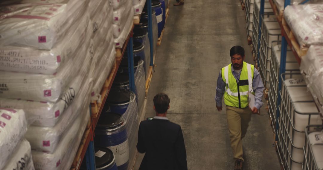 Two Men Working in Warehouse, Freight Management, and Logistics Operations - Free Images, Stock Photos and Pictures on Pikwizard.com