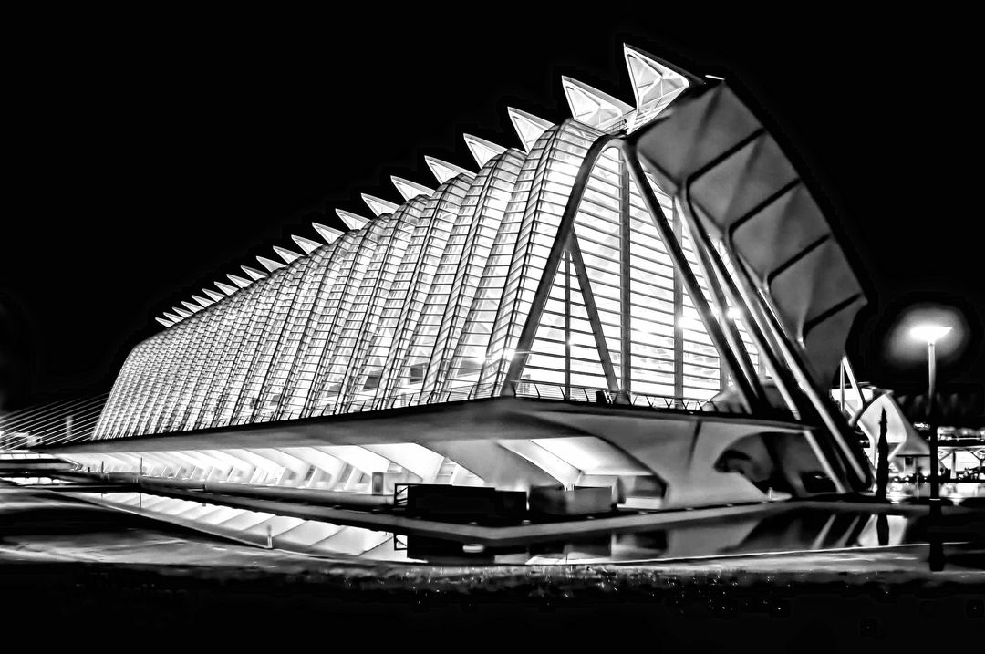 Futuristic Architecture at Night with Illuminated Structure - Free Images, Stock Photos and Pictures on Pikwizard.com