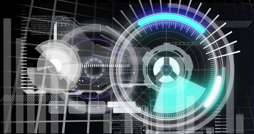 Futuristic Data Interface with Digital Circles and Graphics