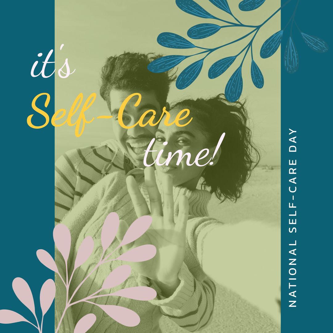 Self-Care Concept with Couple at Beach for National Self-Care Day