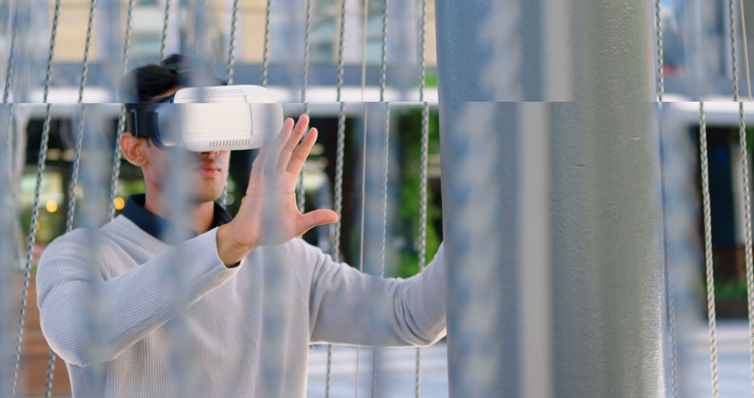 Man Exploring Outdoors With VR Headset - Free Images, Stock Photos and Pictures on Pikwizard.com