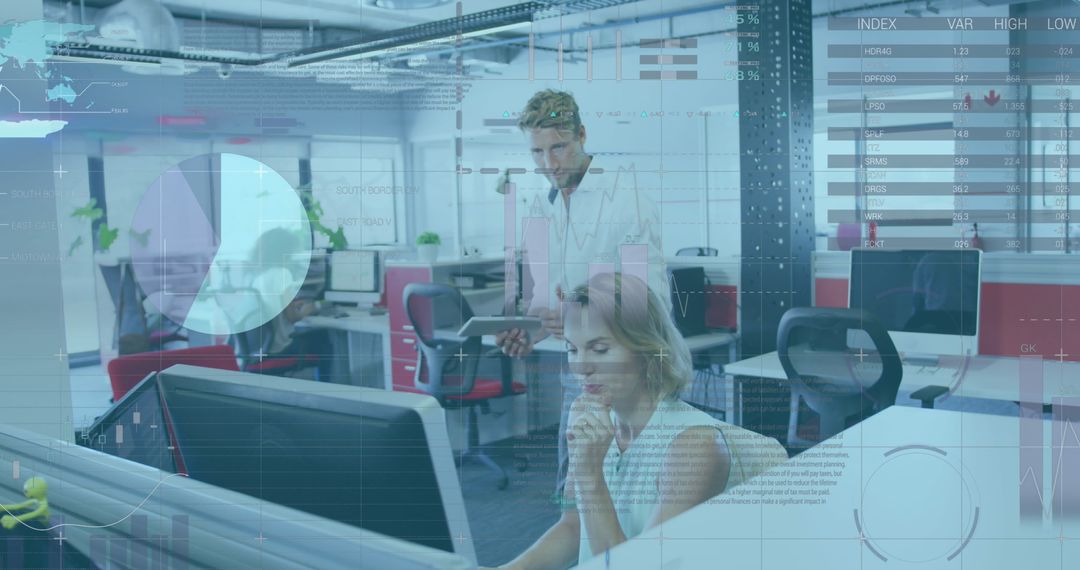 Digital Interface with Business Team in Modern Office