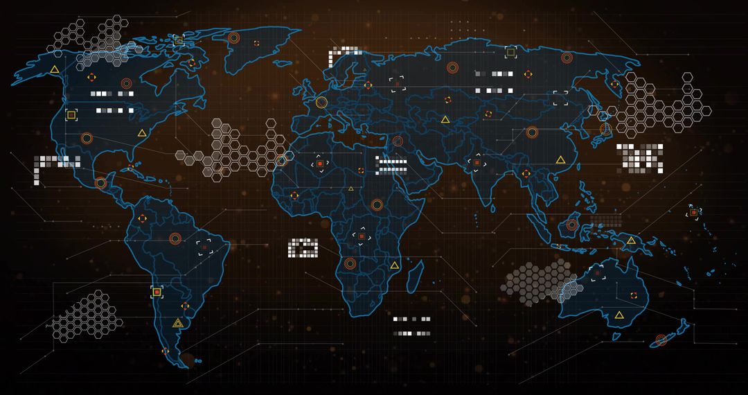 Futuristic Global Technology Map with Data Interface