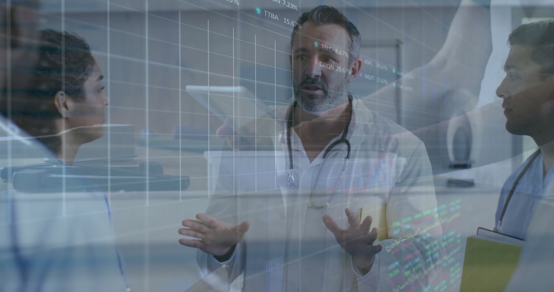 Doctors Collaborating with Digital Medical Data in Hospital Setting