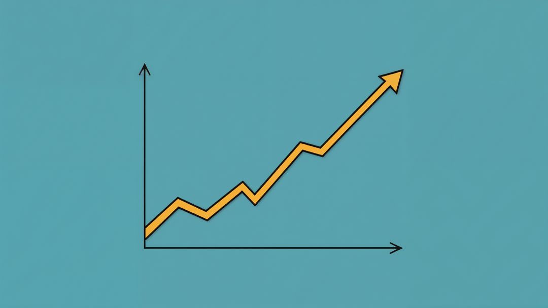 Rising Zigzag Line on Teal Background Representing Growth