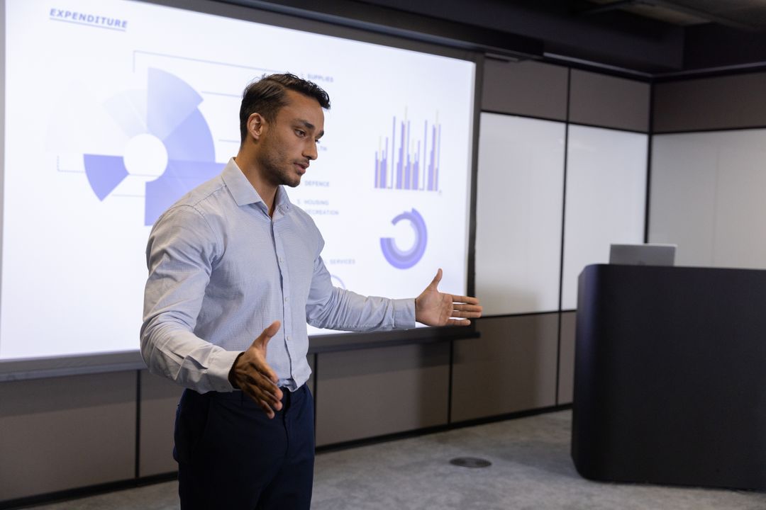 Professional Presentation of Business Analytics in Modern Conference Room